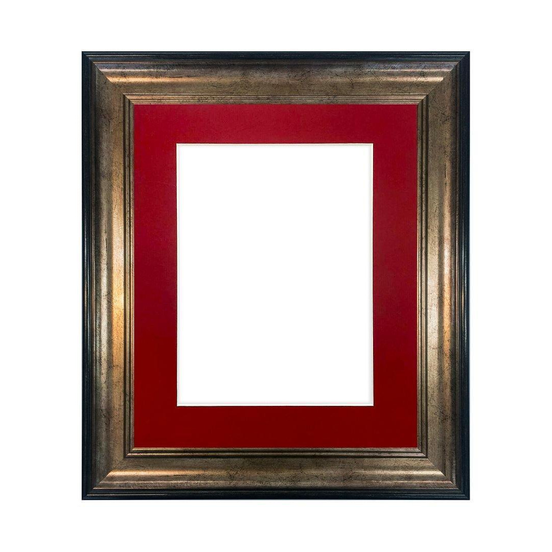 Scandi Black & Gold Frame with Red Mount for Image Size 9 x 7 Inch - image 1