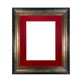 Scandi Black & Gold Frame with Red Mount for Image Size 9 x 7 Inch
