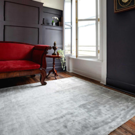 Luxury Handwoven Silver Viscose Area Rug