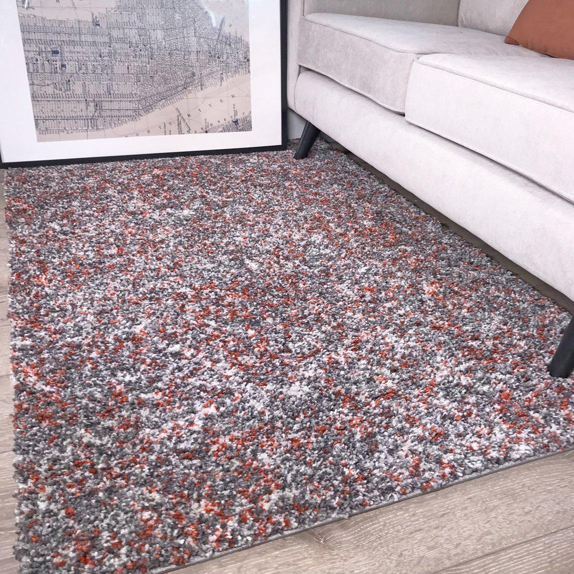 Terracotta Grey Mottled Shaggy Rug