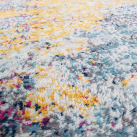 Multicolour Distressed Abstract Living Area Rug - thumbnail 3