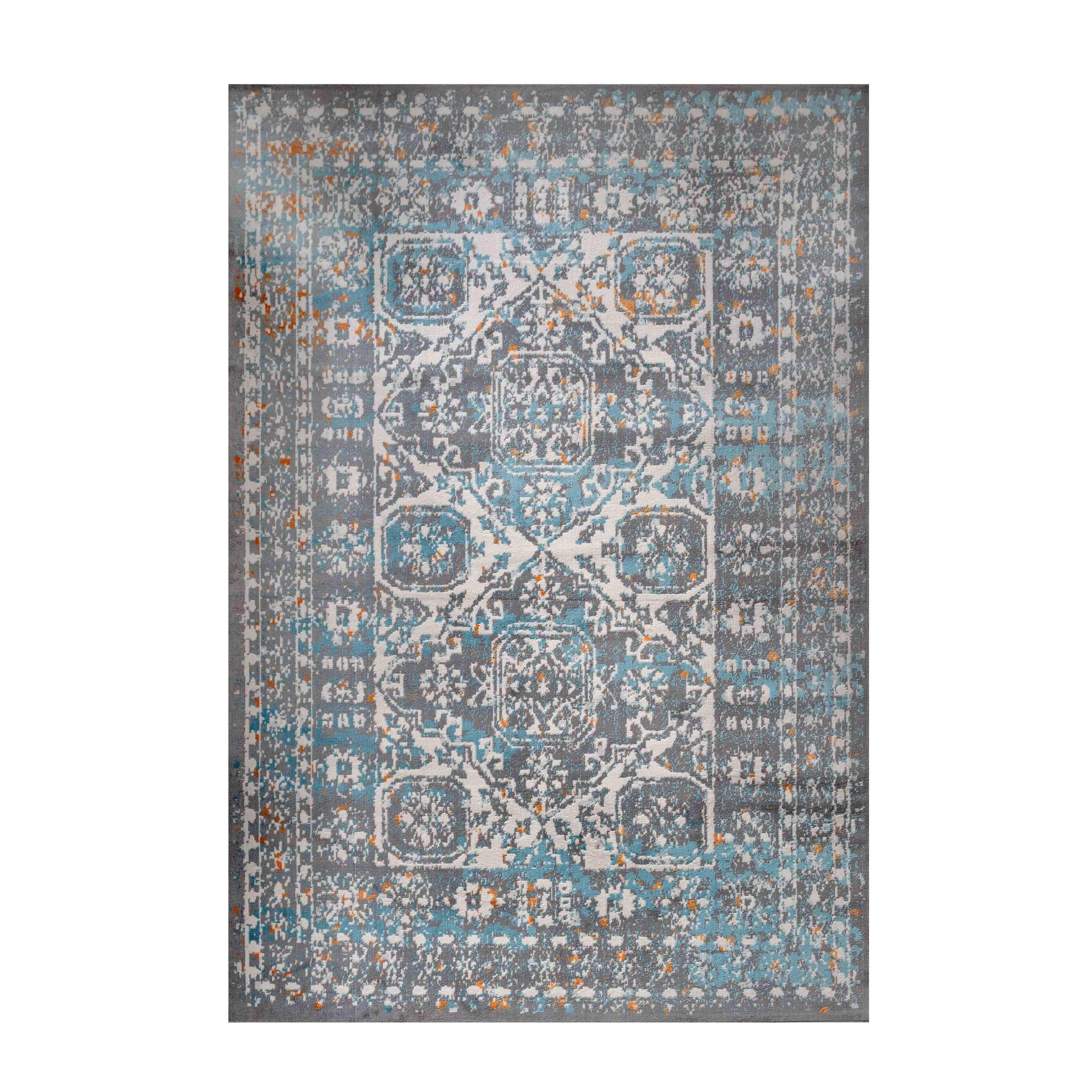 Silver Grey Traditional Bordered Living Area Rug - image 1