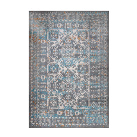 Silver Grey Traditional Bordered Living Area Rug