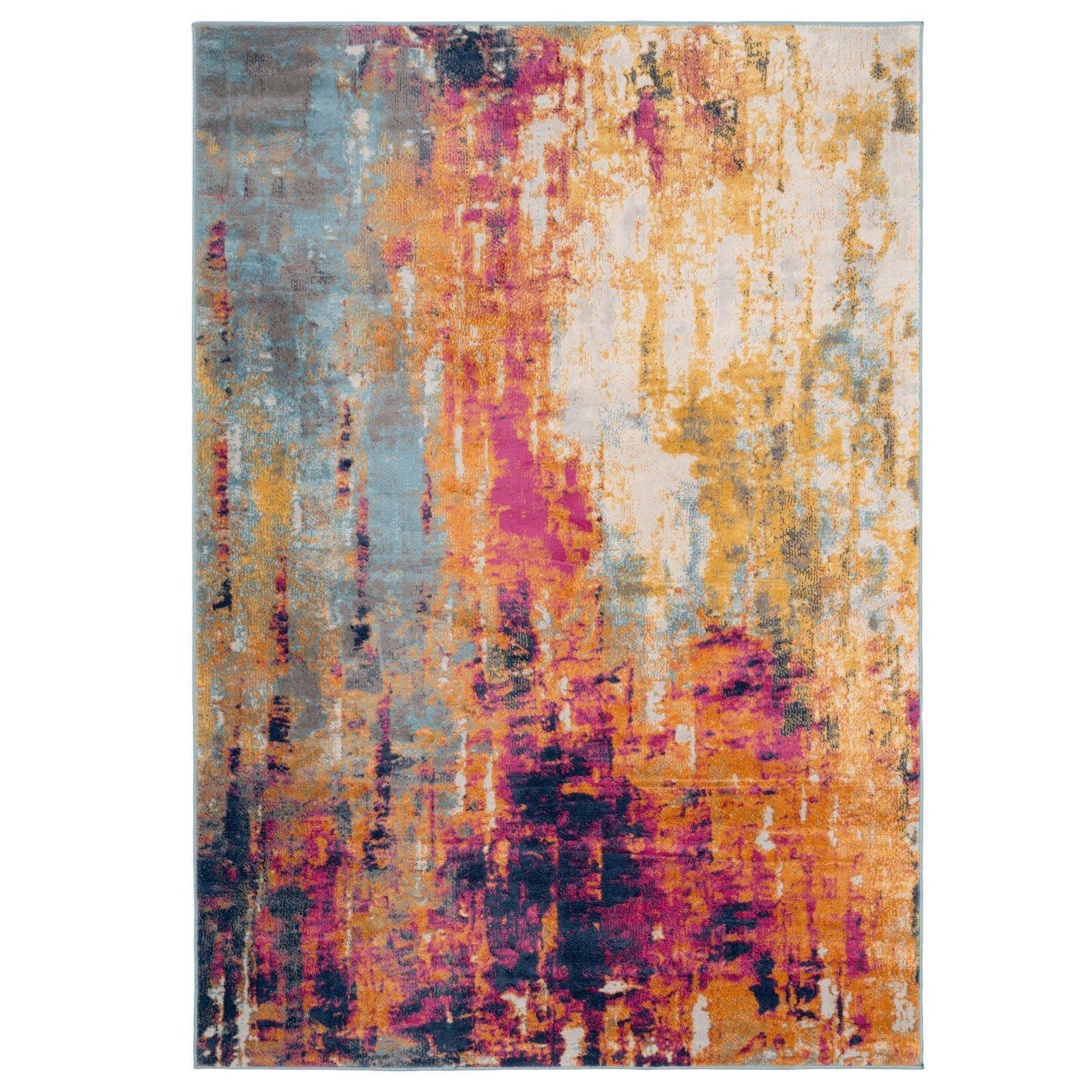 Bright Multicolour Distressed Abstract Living Area Rug - image 1