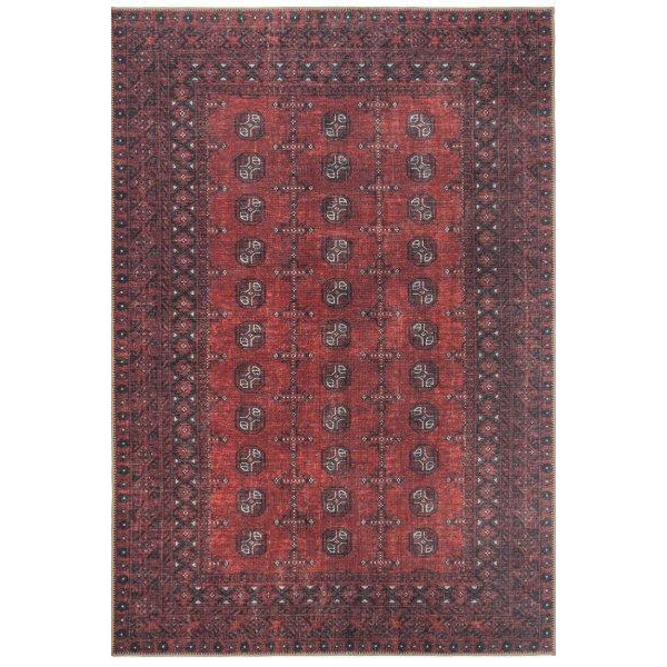 Distressed Red Traditional Persian Non Slip Washable Low Pile Rug - image 1