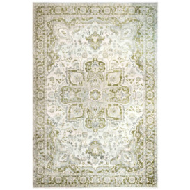 Green Traditional Floral Style Bordered Rug - thumbnail 1