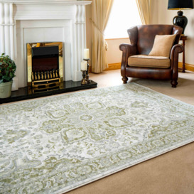 Green Traditional Floral Style Bordered Rug - thumbnail 3
