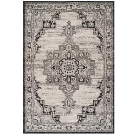 Grey Black Traditional Style Medalion Living Area Rug - thumbnail 1