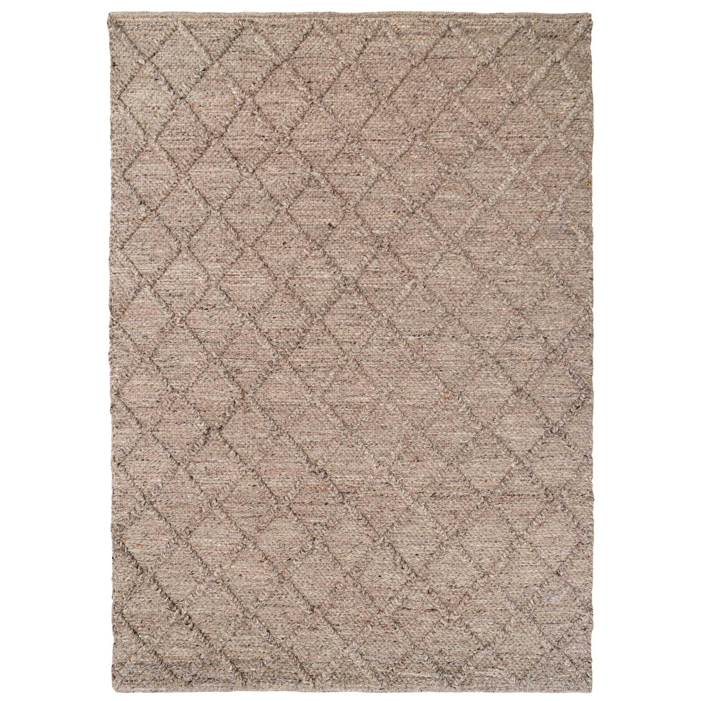 Beige Luxury Wool Blend Diamond Pattern Rug - image 1