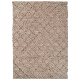 Beige Luxury Wool Blend Diamond Pattern Rug