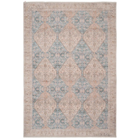 Blue Beige Traditional Pattern Distressed Living Area Rug