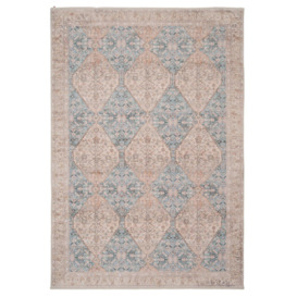 Blue Beige Traditional Pattern Distressed Living Area Rug - thumbnail 1