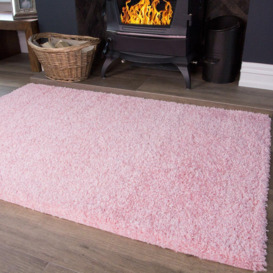 Baby Pink Soft Value Shaggy Living Area Rug - thumbnail 1