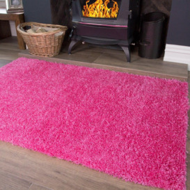Bright Pink Soft Value Shaggy Living Area Rug