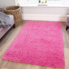 Bright Pink Soft Value Shaggy Living Area Rug - thumbnail 2