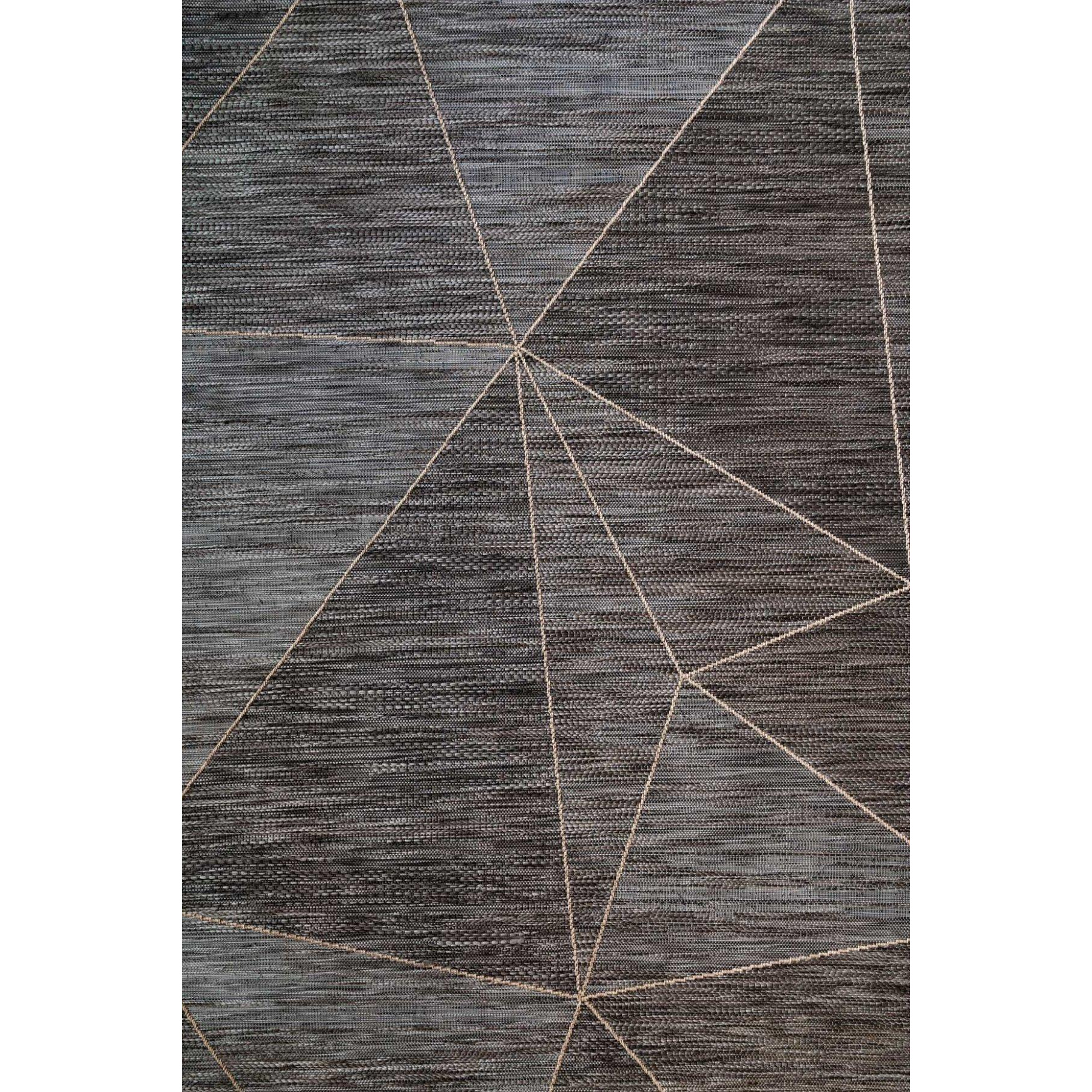 Modern Geometric Lined Charcoal Grey Outdoor Patio Rugs - image 1