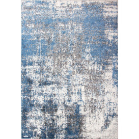 Blue Grey Soft Textured Distressed Abstract Rug