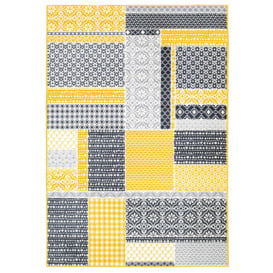 Yellow Ochre Grey Traditional Patchwork Area Rug - thumbnail 1