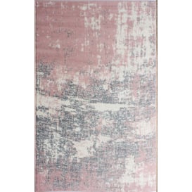 Blush Pink Grey Distressed Abstract Living Area Rug - thumbnail 1