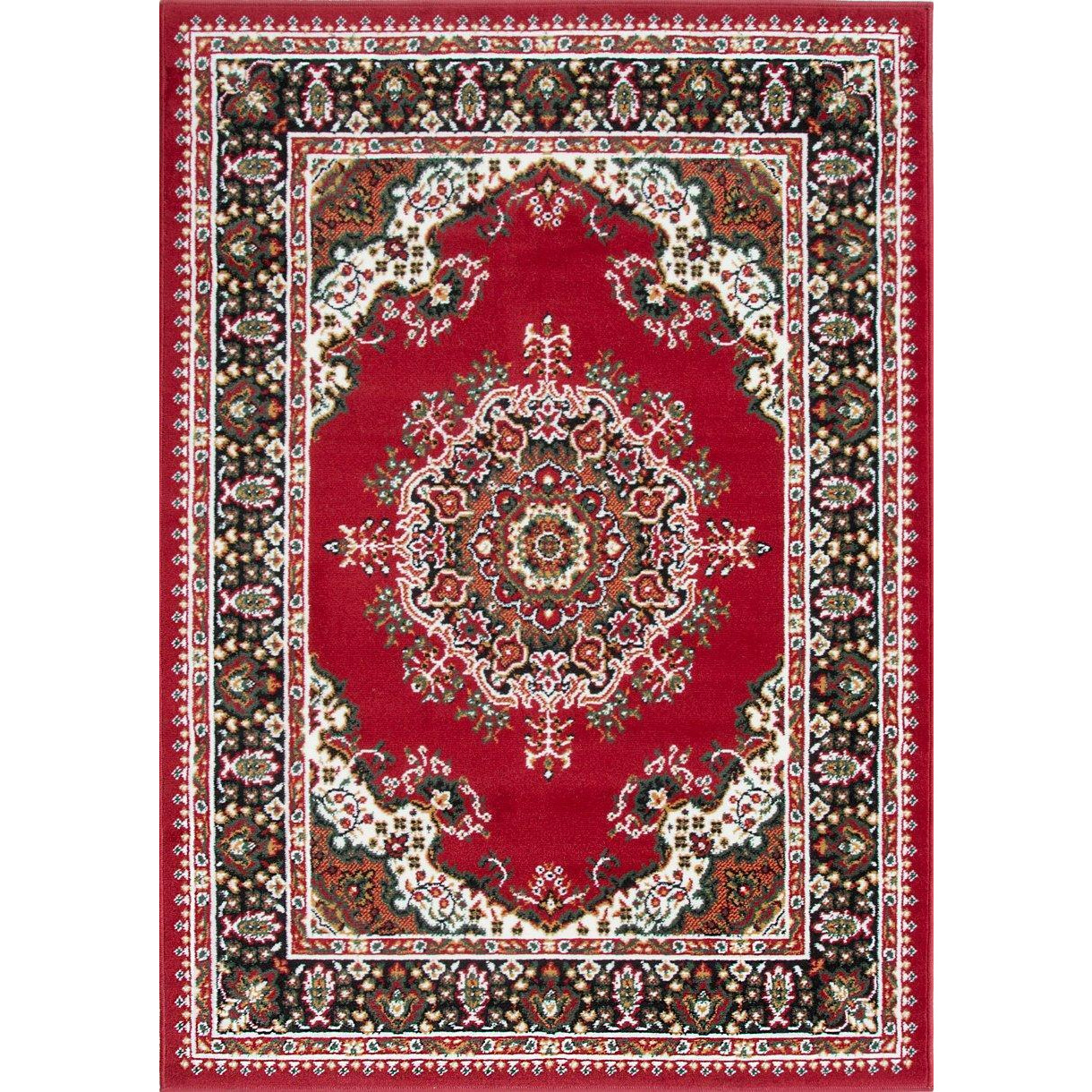 Red Bordered Traditional Living Area Rug - image 1