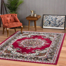 Red Bordered Traditional Living Area Rug - thumbnail 2