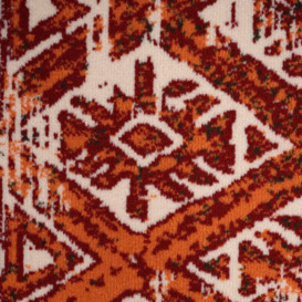 Red Terracotta Distressed Aztec Living Area Rug - thumbnail 3
