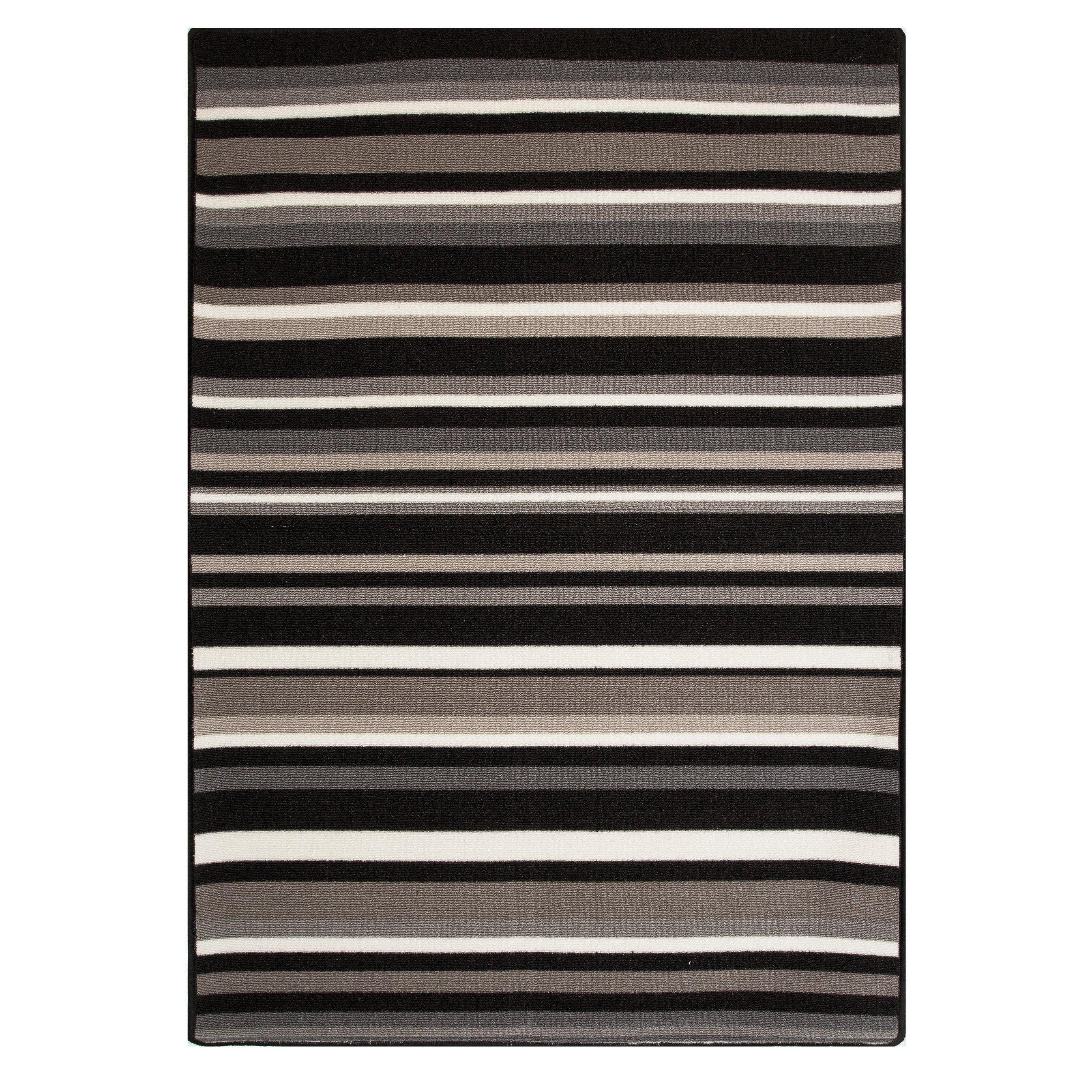 Black White Grey Striped Non Slip Washable Utility Mat - image 1