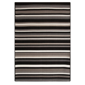Black White Grey Striped Non Slip Washable Utility Mat