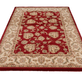 Gold Red Traditional Floral Design Fireside Rug - thumbnail 2