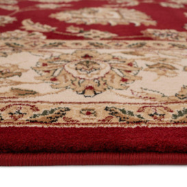 Gold Red Traditional Floral Design Fireside Rug - thumbnail 3