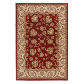 Gold Red Traditional Floral Design Fireside Rug