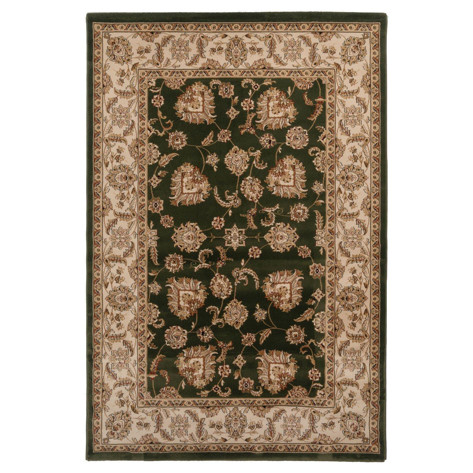 Gold Green Traditional  Floral Fireside Rug - image 1