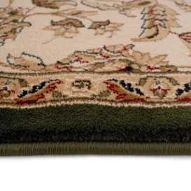 Gold Green Traditional  Floral Fireside Rug - thumbnail 3