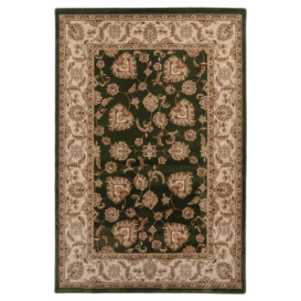 Gold Green Traditional  Floral Fireside Rug - thumbnail 1