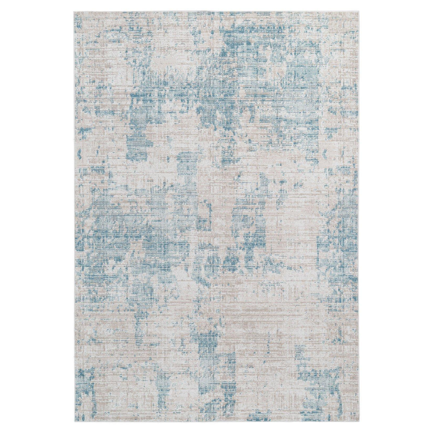 Washable & Non Slip Silver Blue Abstract Rug - image 1