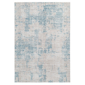 Washable & Non Slip Silver Blue Abstract Rug