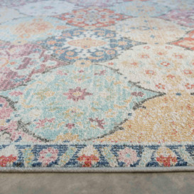 Multicoloured Distressed Moroccan Style Fireside Area Rug - thumbnail 2