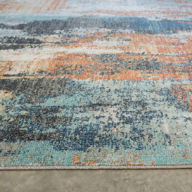 Multicoloured Soft Abstract Distressed Fireside Area Rug - thumbnail 2