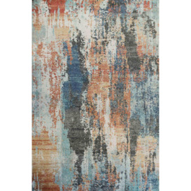 Multicoloured Soft Abstract Distressed Fireside Area Rug - thumbnail 1