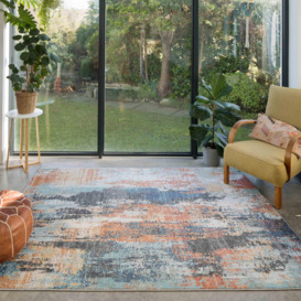 Multicoloured Soft Abstract Distressed Fireside Area Rug - thumbnail 3