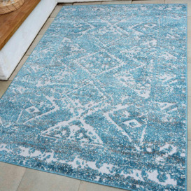 Distressed Blue Outdoor, Garden and Patio Area Rug - thumbnail 3