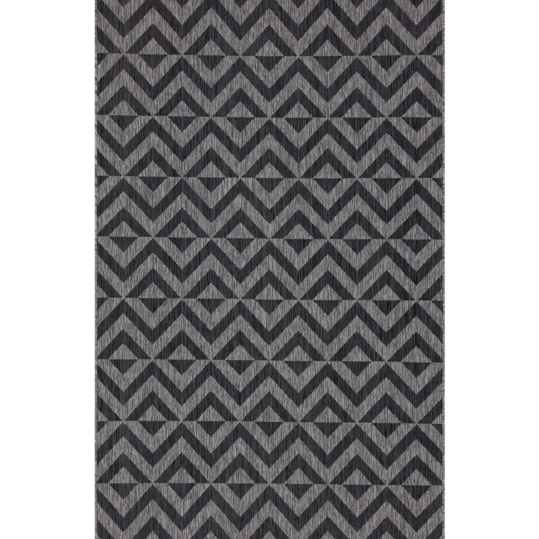 Charcoal Grey Geometric Outdoor, Garden and Patio Area Rug - image 1