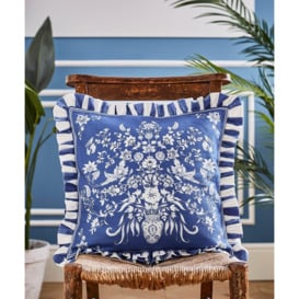 Frilly Vivid Wildflower Striped Reversible Filled Cushion - thumbnail 1