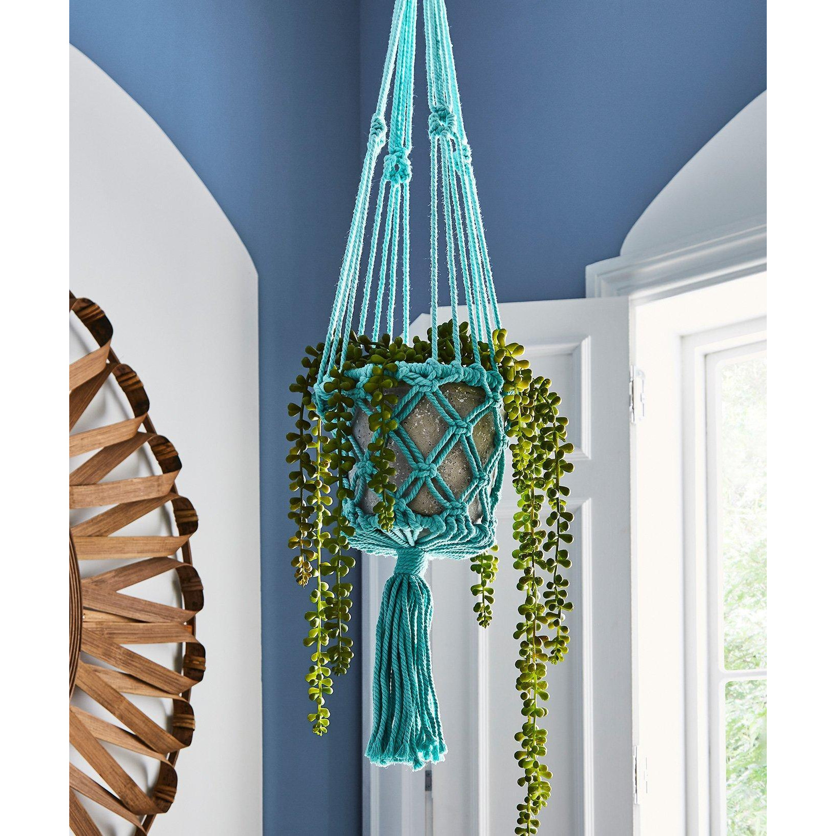 Bright Macrame Hanging Basket - image 1