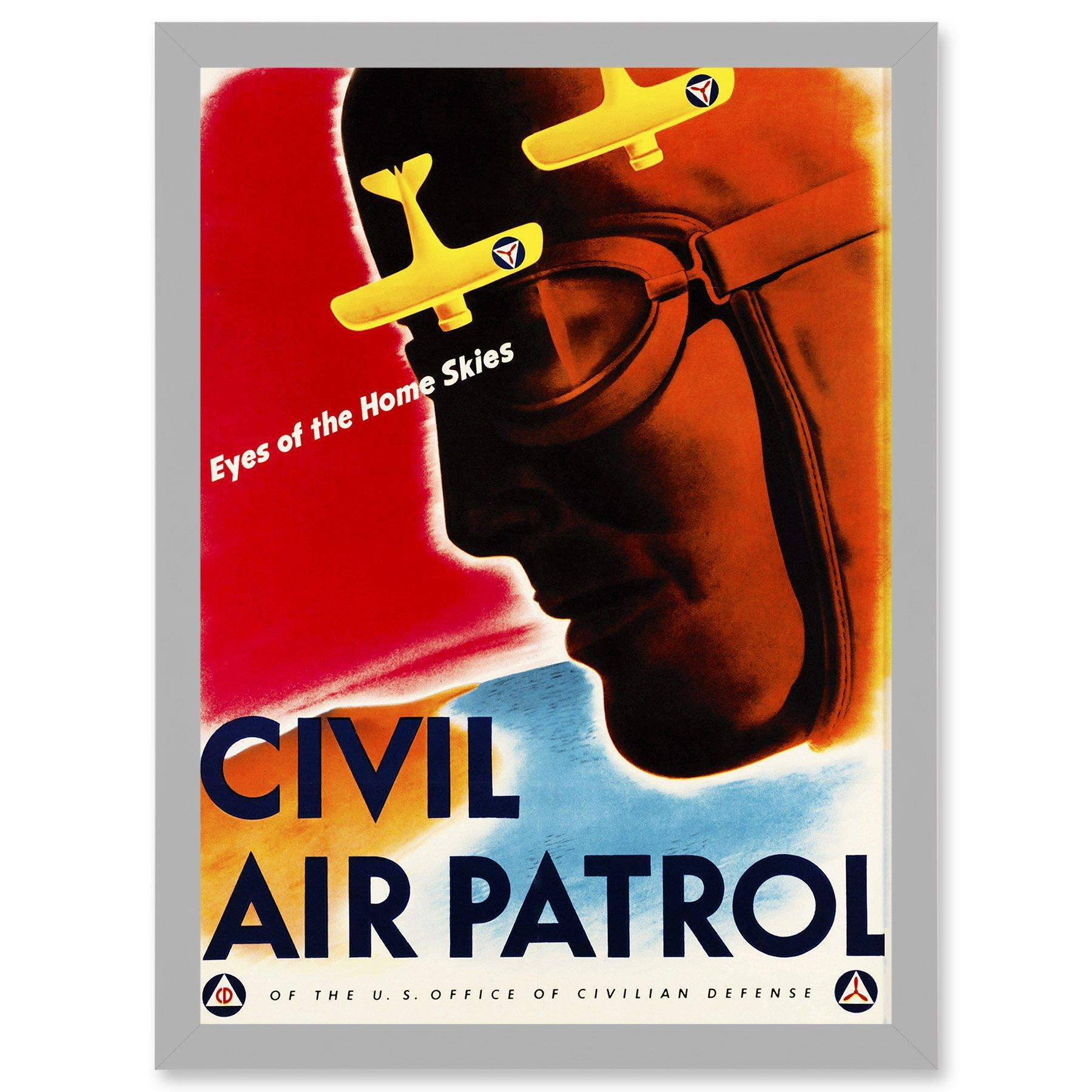 Political Military Civil Air Patrol Pilot USA Eyes Of The Home Skies A4 Artwork Framed Wall Art Print - image 1