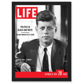 JFK John Kennedy President USA Life Magazine Cover A4 Artwork Framed Wall Art Print - thumbnail 1
