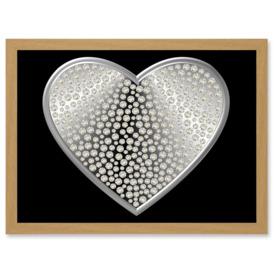Diamond Heart Silver Bling Art A4 Artwork Framed Wall Art Print