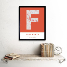 Fort Worth Texas United States City Map Modern Typography Stylish Letter Framed Word Wall Art Print Poster for Home Décor - thumbnail 3