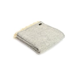 100% Wool Fishbone Silver & Grey  Throw / Blanket