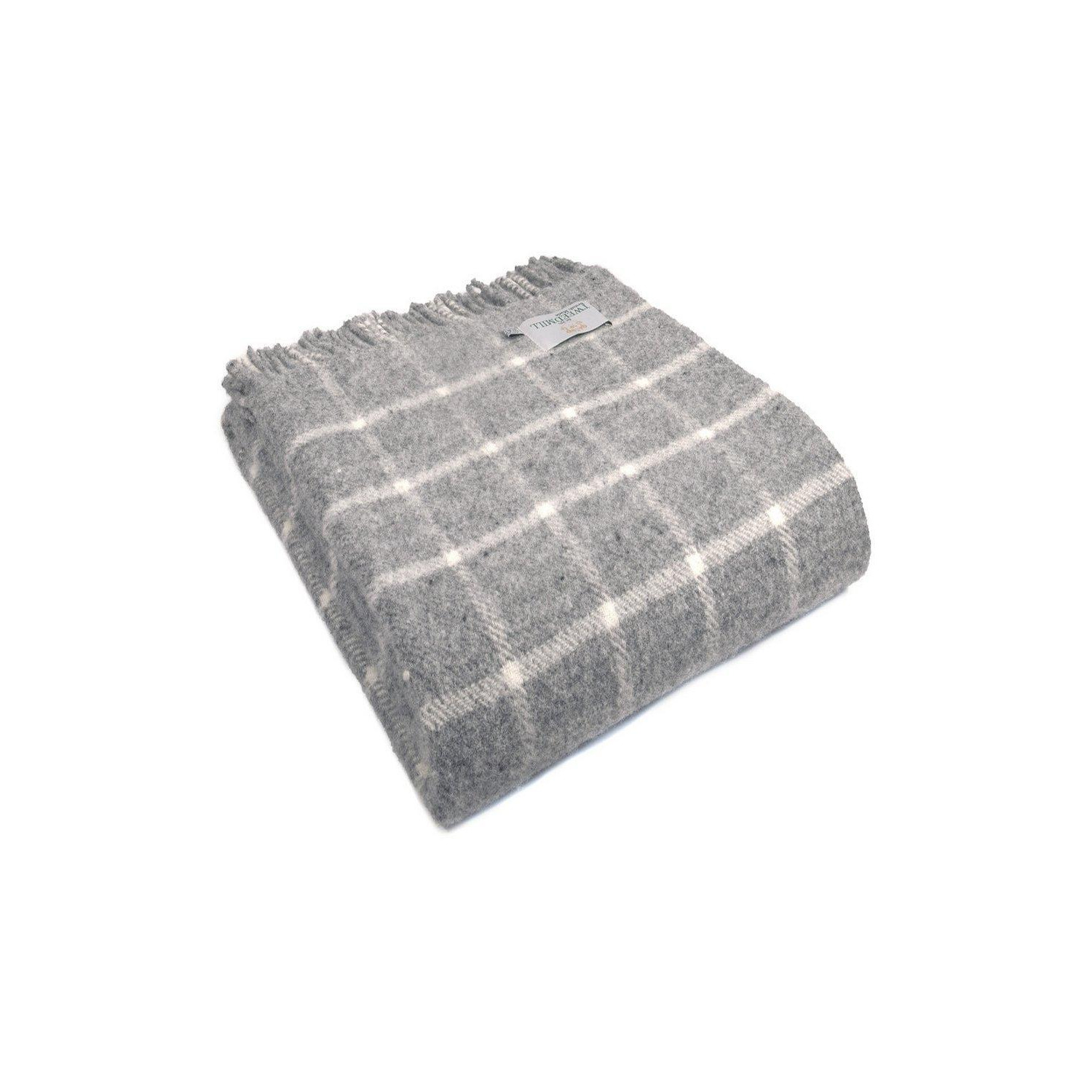 100% Pure New Wool Chequered Check Throw Blanket Made in Wales - image 1